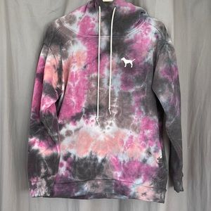 VS Pink Tie Dye Hoodie With Glitter Strings